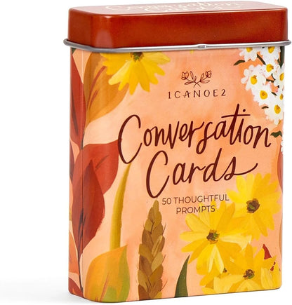 1Canoe2 Conversations Card Game, 50 Cards & Tin (Reading) | 50 Conversation Starter Cards, Decorative Storage Tin, Book Lovers Gift