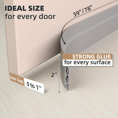 KNEELISA 39" Black Under Door Draft Stopper Interior for 0-1“ Gap,Silicone | Bottom Door Sweep Sound Proofing,Soundproofing Noise Blocker,Gap Filler Soundproof Seal Strip