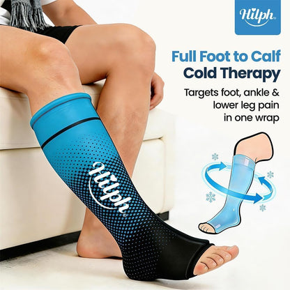 Hilph Full Calf Ankle Ice Pack Wrap, Extended Leg to Foot Ice Sleeve