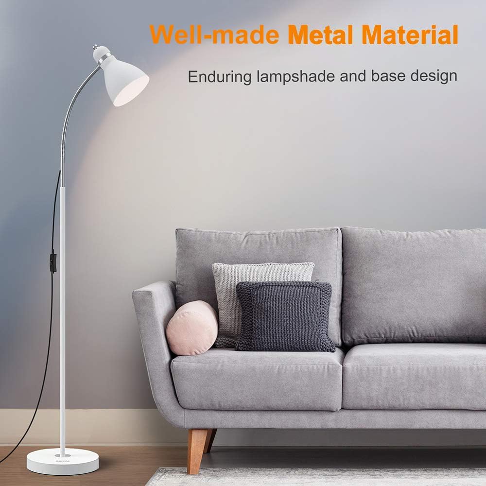 LEPOWER Floor Lamp, Metal Standing Lamp with Adjustable Gooseneck for Dorm | Easy to Assemble, E26 Base, Sturdy Metal Base, Convenient Switch, Task Reading Pole Lights for Office & Bedroom, Living Room