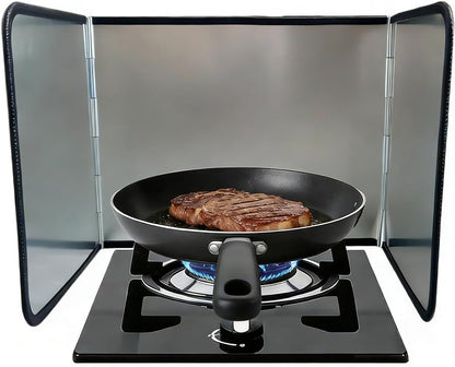 Foldable 3-Sided Stainless Steel Oil Splatter Guard – Heat-Resistant Stove Shield, Collapsible Grease Splash Protector for Cooking & Frying 14.7 * 11.8 * 11.4