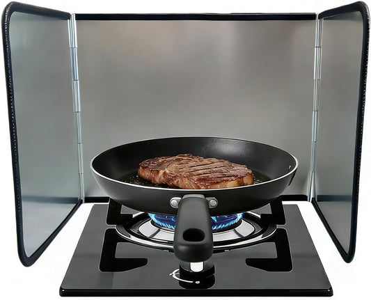 Foldable 3-Sided Stainless Steel Oil Splatter Guard – Heat-Resistant Stove Shield, Collapsible Grease Splash Protector for Cooking & Frying 14.7 * 11.8 * 11.4