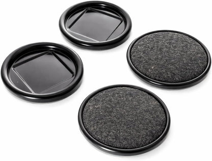 Furniture Caster Cups 3”, Carpeted Steel Floor Protectors, 4 Pack Tech Team