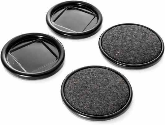 Furniture Caster Cups 3”, Carpeted Steel Floor Protectors, 4 Pack Tech Team