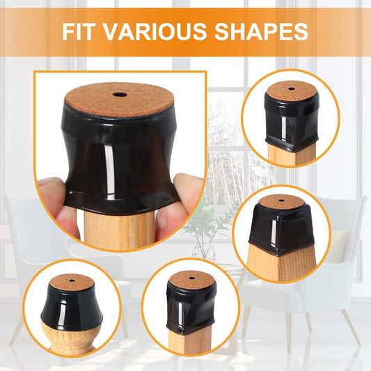 VIUME 24 Pcs Chair Leg Floor Protectors for Hardwood Floors Round | Silicone Covers Felt Pads Furniture Leg Caps Anti-Scratch Reduce Noise Fit (1-5/16" to 2")