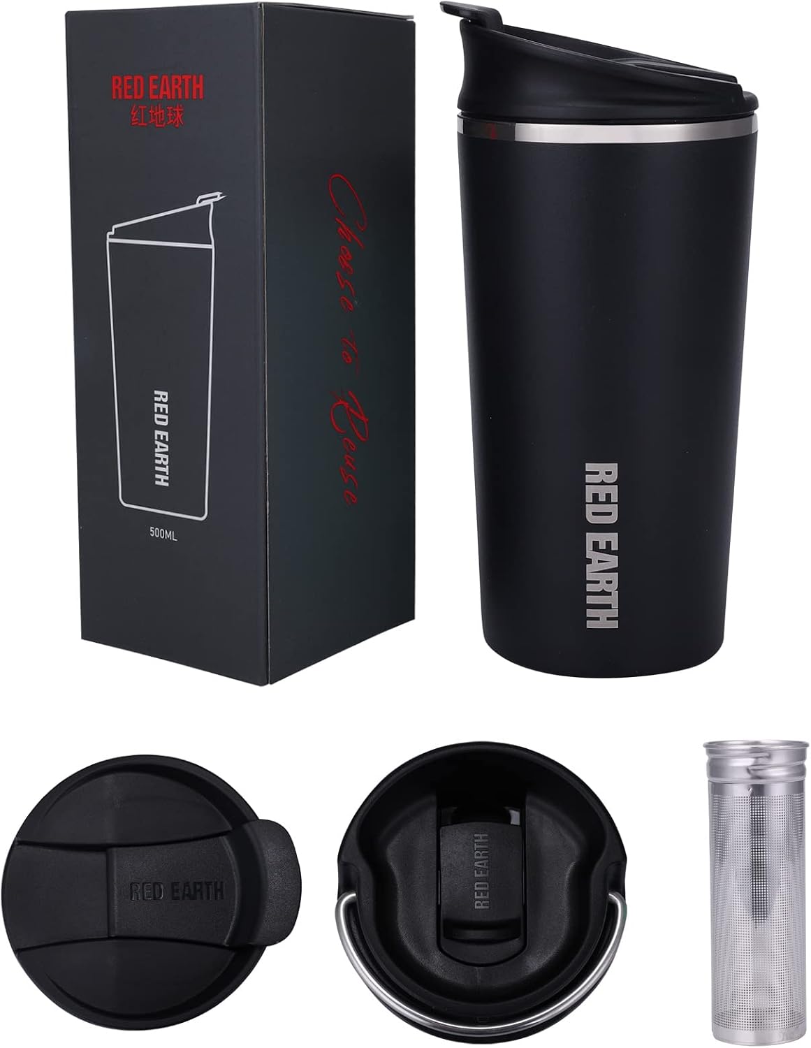 GiNT 17oz Travel Tea Mug with Infuser, 2 Lids. Vacuum Insulated 316 Stainless Steel Coffee Mug. Dishwasher Safe Tea Cup with Strainer for Hot & Cold Brew Coffee. Mothers Day Gifts for Mom (Green)