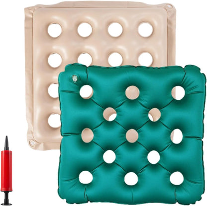 2-Pack Inflatable Waffle Cushion for Pressure Relief, Wheelchair Cushion for Pressure Redistribution, Portable Air Seat Cushions for Office Chair Car Seat, Breathable Seat Pad, Includes 1 Air Pumps