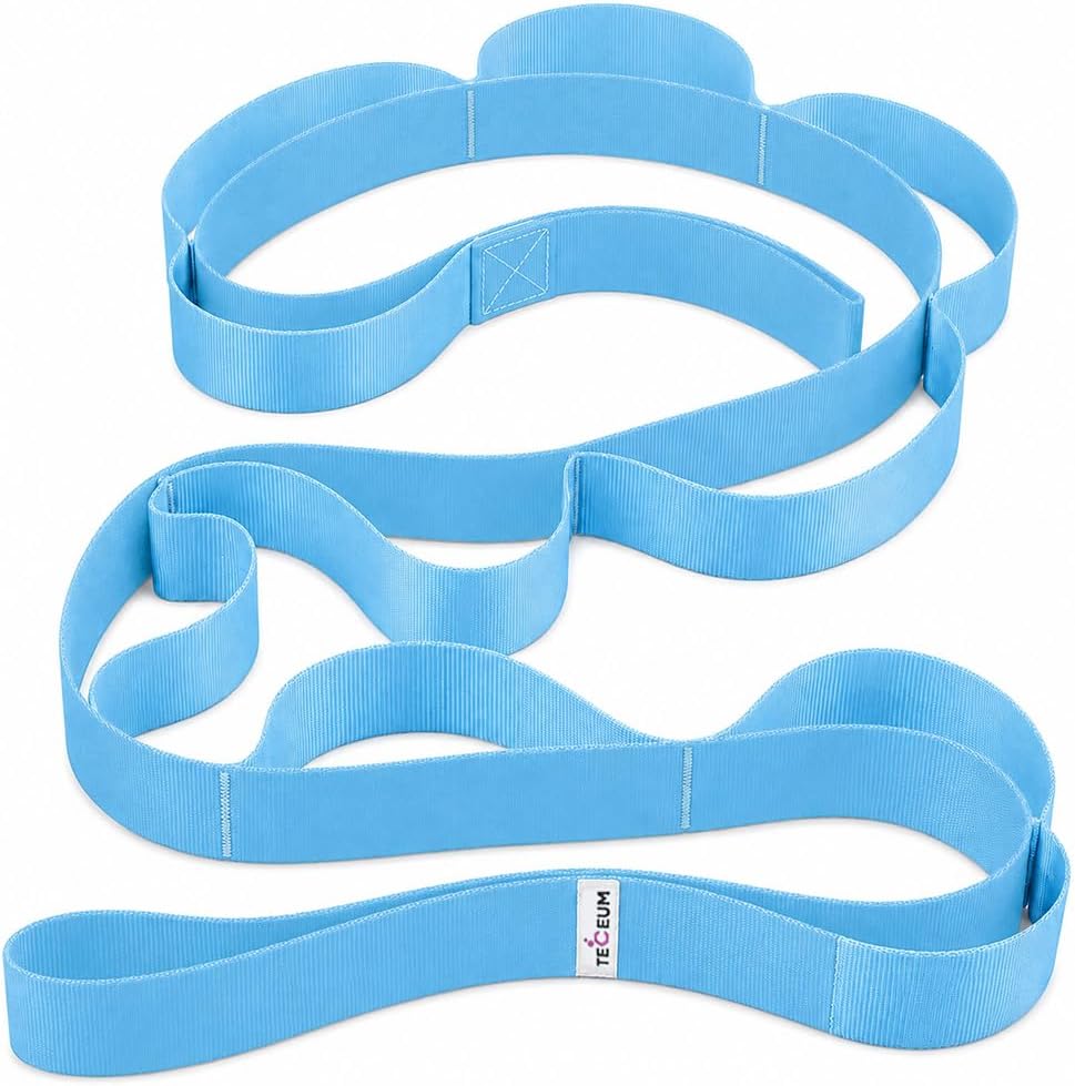 Stretching Strap with 10 Loops for Physical Therapy & Rehab | Non-Elastic Yoga Stretch Band for Hamstring, Leg, Hip & Knee Rehab, Pilates, Flexibility & Mobility Exercises for Men & Women