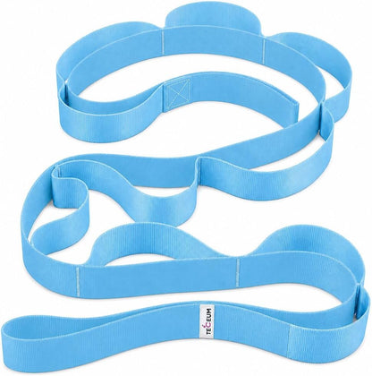 Stretching Strap with 10 Loops for Physical Therapy & Rehab | Non-Elastic Yoga Stretch Band for Hamstring, Leg, Hip & Knee Rehab, Pilates, Flexibility & Mobility Exercises for Men & Women