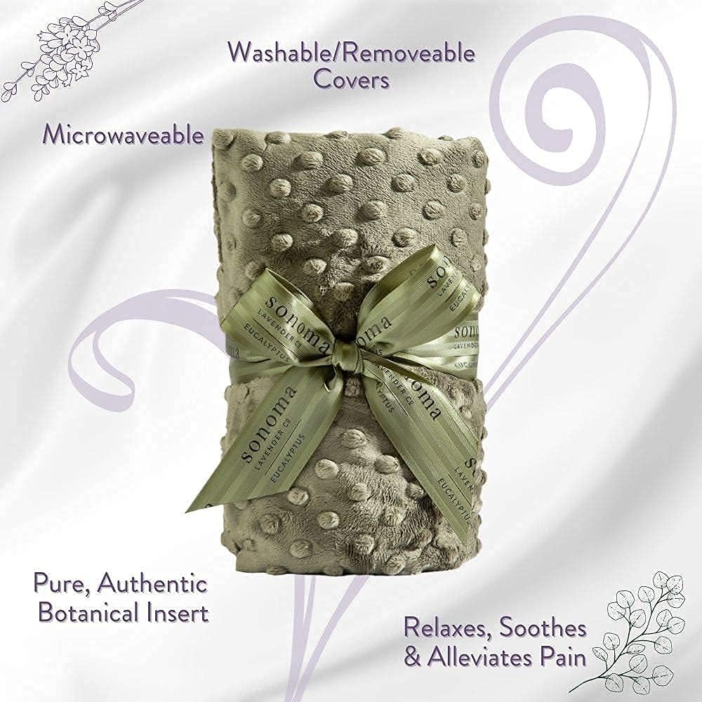 Sonoma Lavender Spa Heat Wrap for Neck, Shoulders and Lower Back, Microwaveable Lavender Aromatherapy Heating Pad, Removable and Washable Covers, Stress and Pain Relief (9" x 26", Lilac Dot)