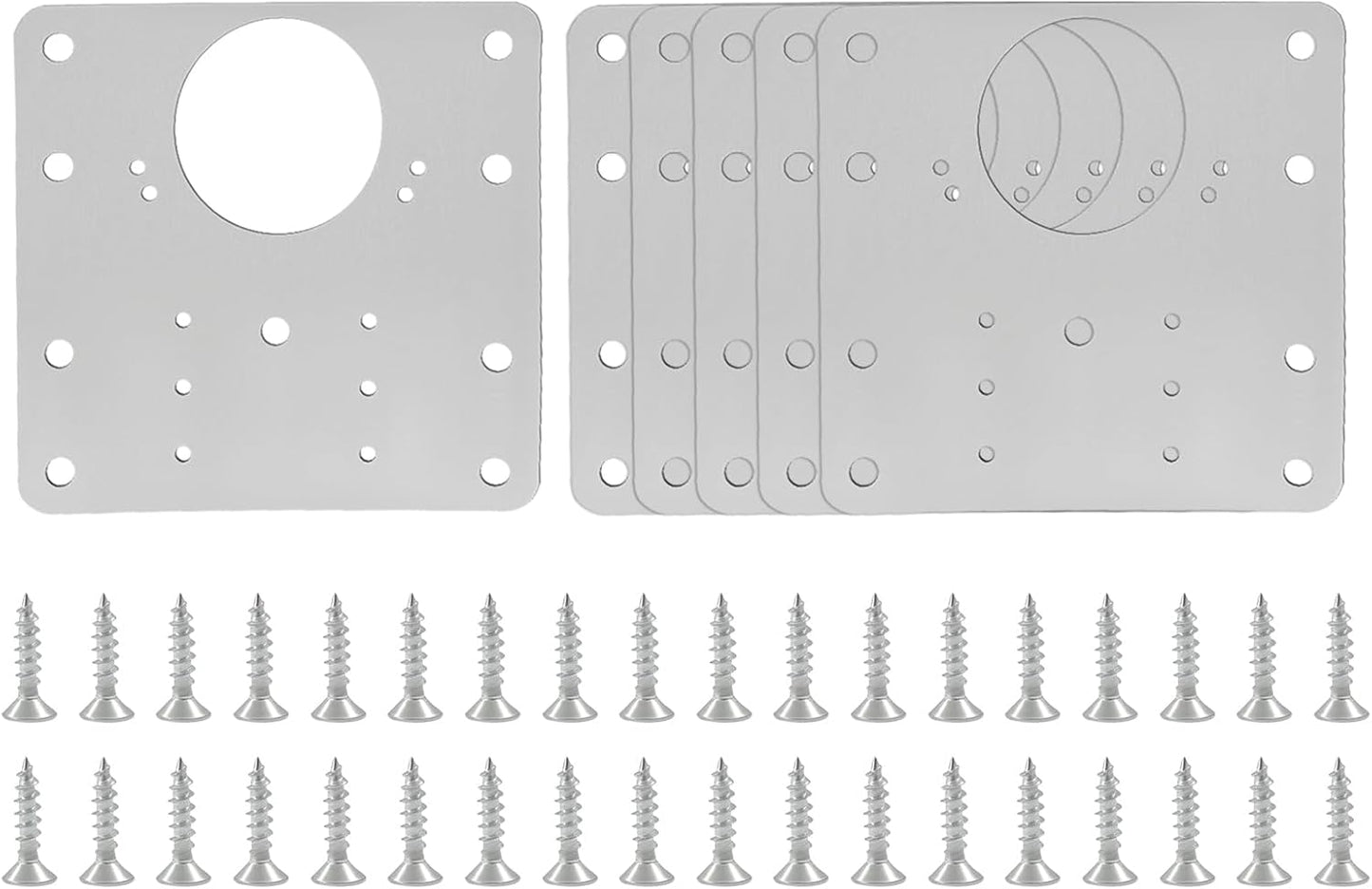 6 PCS Cabinet Hinge Repair Plate Kit, Stainless Steel | Brackets Mounting Screws, Protective Repair Board, For Kitchen Cabinet, Cupboard Doors and Furniture