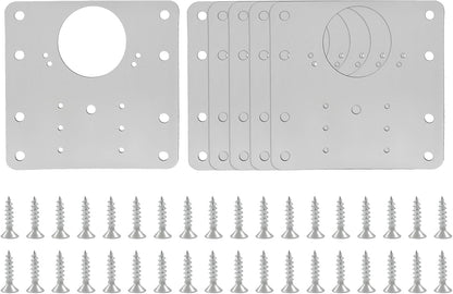 6 PCS Cabinet Hinge Repair Plate Kit, Stainless Steel | Brackets Mounting Screws, Protective Repair Board, For Kitchen Cabinet, Cupboard Doors and Furniture