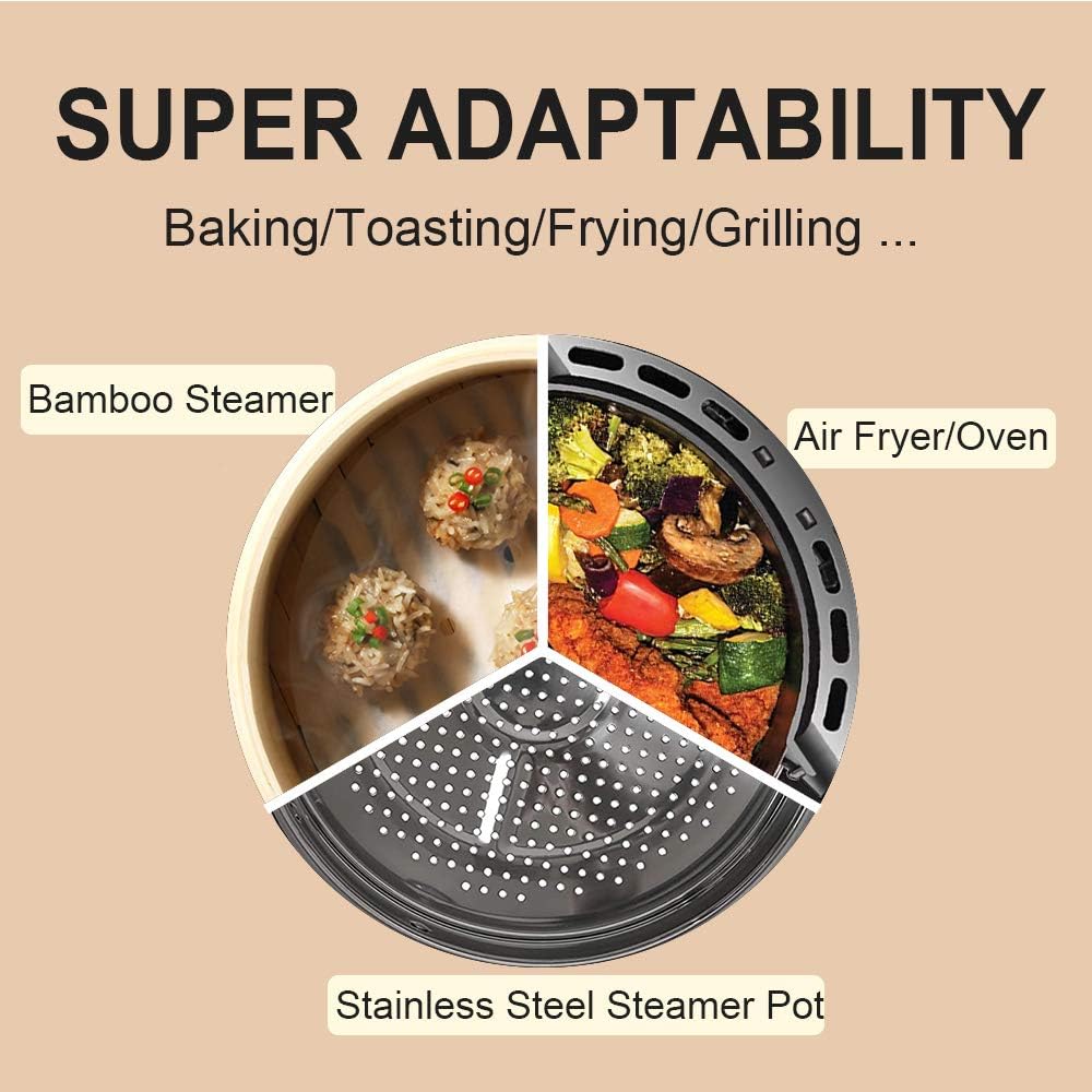 Air Fryer Parchment Paper Liners, 8 Inch 100 Pcs | Pre-Cut Non-Stick Unbleached Paper; Fits 3.5-6QT Air Fryers; Disposable And Durable; Microwave And Steaming Basket Safe