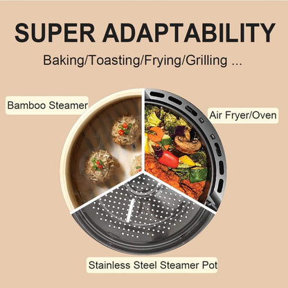 Air Fryer Parchment Paper Liners, 8 Inch 100 Pcs | Pre-Cut Non-Stick Unbleached Paper; Fits 3.5-6QT Air Fryers; Disposable And Durable; Microwave And Steaming Basket Safe