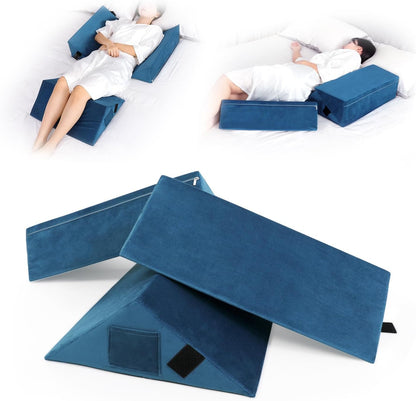 Fanwer Positioning Wedge Pillow for Side Sleeping (3 in 1), 40 Degree Triangle Bed Wedges & Body Positioners for Back Pain, Preventing Bedsores, After Surgery, Knees Elevated, Pregnancy