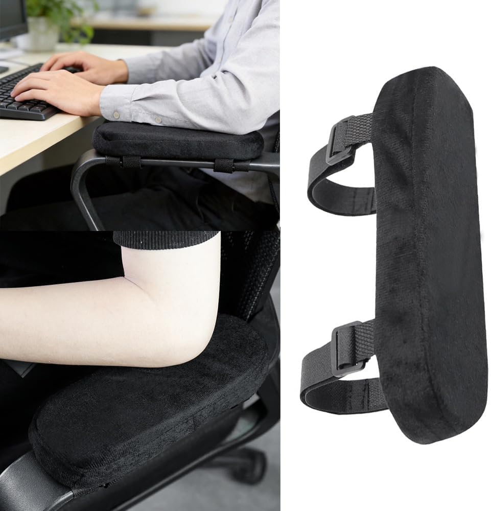 2 Pack Wheelchair Armrest Pads with Straps Arm Padding Cushion Covers for Transport Wheelchair Mobility Support Electric Wheelchairs Arm Rest Seniors Mobility Scooter Ergonomic Office Chair