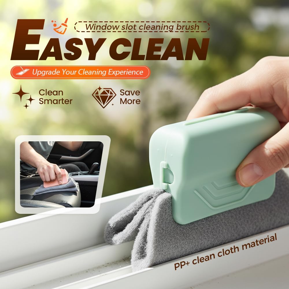 Magic Window Track Cleaner, Window Groove Cleaning Brush Tools Set, Cleaner Brushes for Window lides Gaps Tile Lines Shutter Slats Car Vents & Narrow Gaps (3PC Mix)