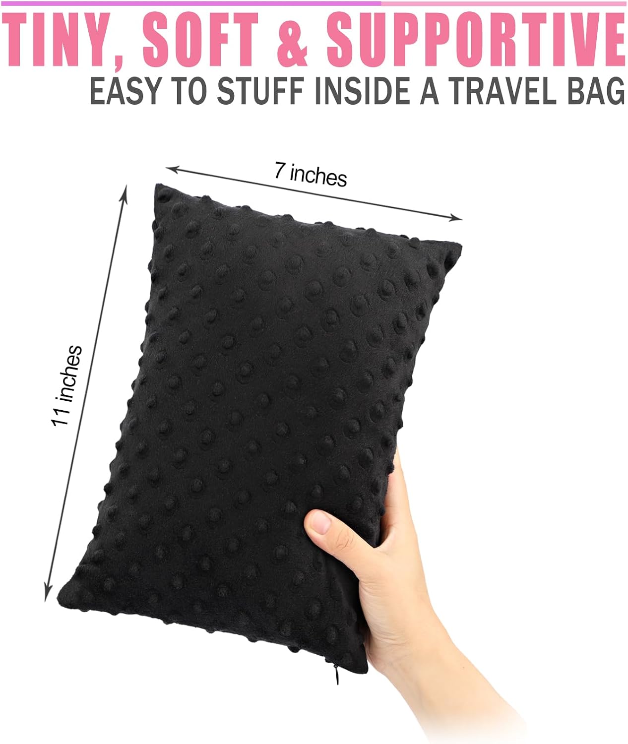 Small Knee Pillow for Side Sleepers, Soft Leg Pillows Relief from Knees, Sciatica, Hips, Joints Between Legs, Back Pain When Side Sleeping, Leg Alignment Knee Support Pillow, Minky Dot Black