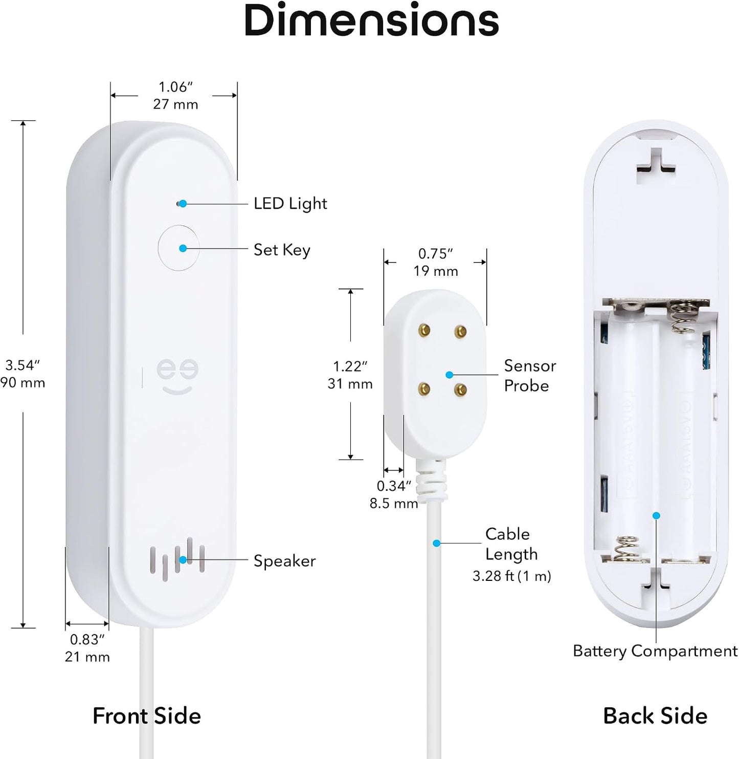 Geeni Smart Water Alarm Leak Detector, Siren Alert, 80dB, Battery Wi-Fi | App alerts for kitchen, bathroom, basement flood, Wi-Fi moisture sensor, Alexa & Google Home