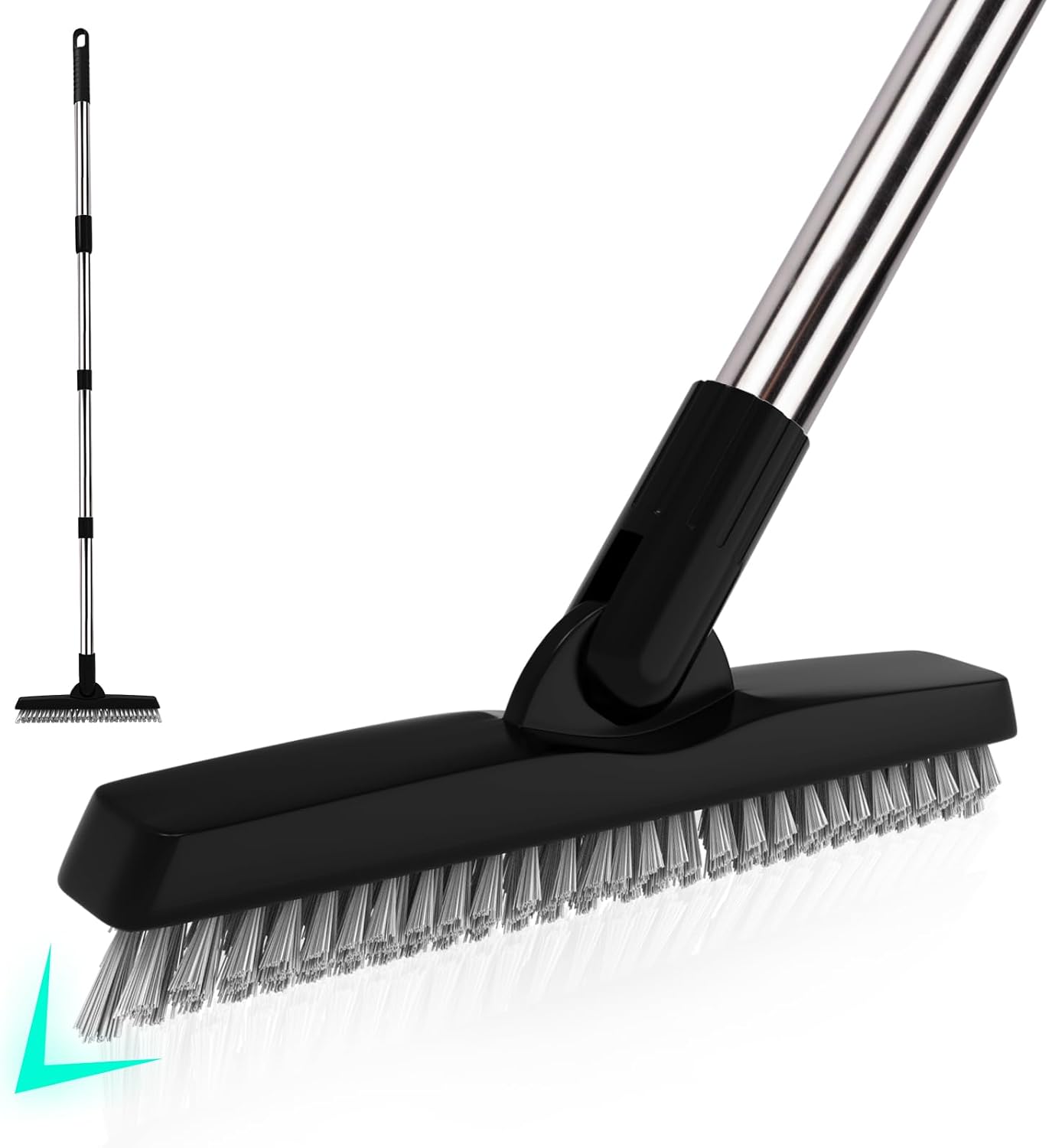 BITOPE Grout Brush Cleaner with Adjustable Long Handle Swivel V-Shaped Stiff Bristles Scrubber for Cleaning Tile Crevice Line Corner Bathroom Shower Baseboards Hard to Reach Areas-56 inch
