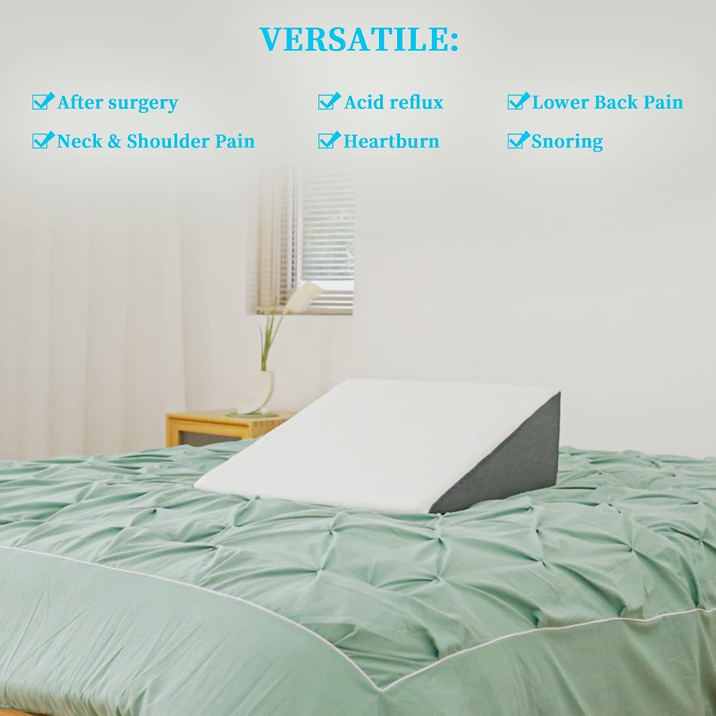 Wedge Pillow for Sleeping, Body Positioner for Side Sleepers | Back and Leg Support, Body Positioning, Pregnancy Support, Ankle Elevation, Memory Foam, Machine Washable Cover