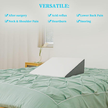 Wedge Pillow for Sleeping, Body Positioner for Side Sleepers | Back and Leg Support, Body Positioning, Pregnancy Support, Ankle Elevation, Memory Foam, Machine Washable Cover