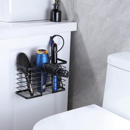 YIGII Hair Dryer Holder, 3 in 1 Hair Tools Organizer Blow Dryer Holder Adjustable Height Cabinet Door/Wall Mounted Bathroom Organizer and Storage for Hair Dryer, Flat Irons, Curing Wands