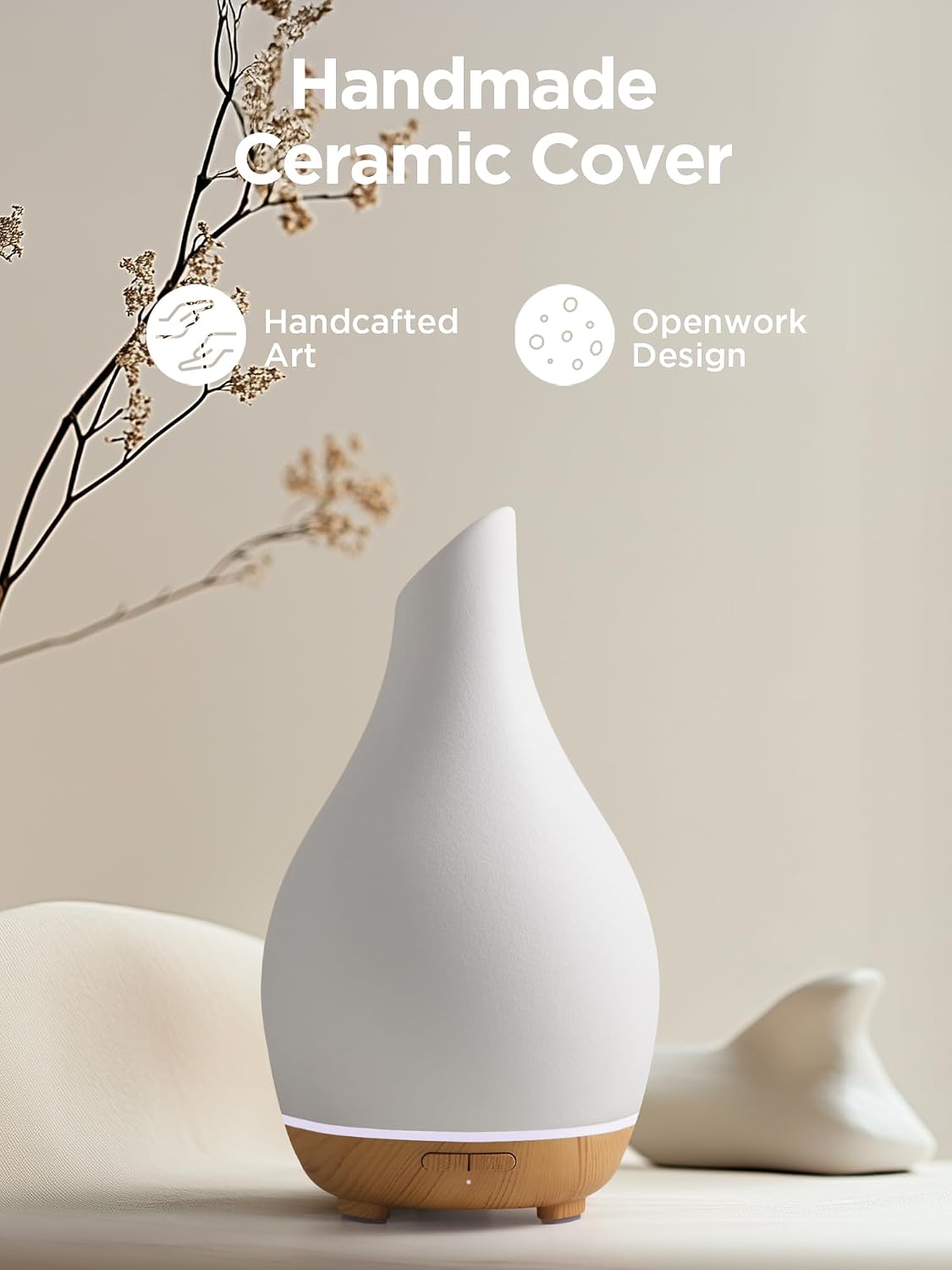 InnoGear 150ml Ceramic Essential Oil Diffuser, Diffusers for Home, White