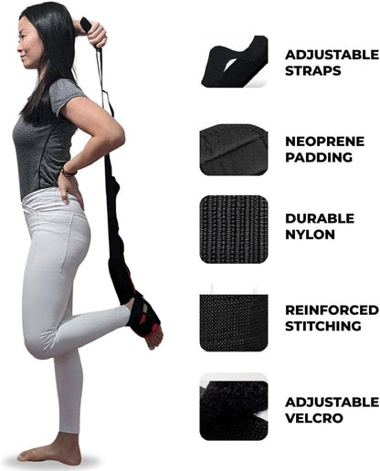Foot and Calf Stretcher - Stretching Strap for Plantar Fasciitis, Achilles Tendonitis, Heel Spurs, Foot Drop, & Hamstring, Versatile Stretch Strap Used as Leg stretcher, Hamstring Stretcher and Foot Stretcher