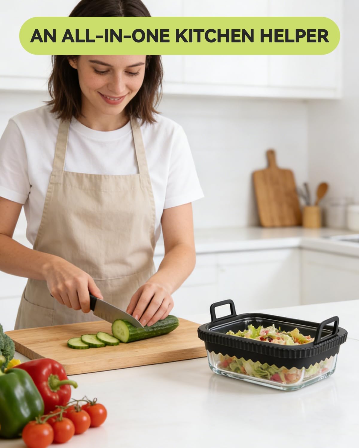 Air Fryer Glass Liner Reusable with Removable Silicone Ring, Air Fryer Accessories for Ninja Foodi DZ201/DZ401/DZ550, for COSORI/Chefman/Instant, Heat-Resistant, Dishwasher Safe & BPA-Free