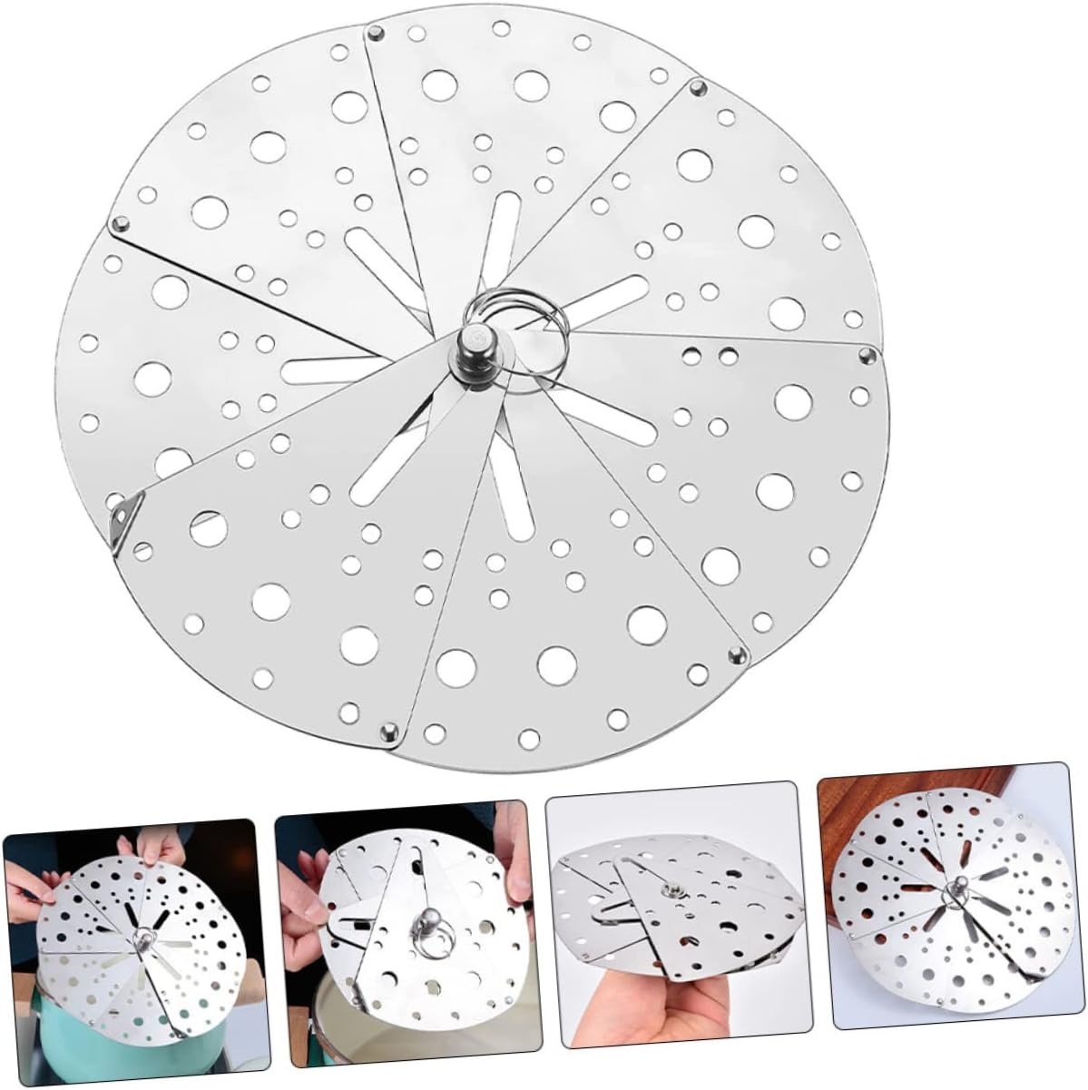 Gatuida Adjustable Spill Cover for Pots Spill Stopper Lid Stainless Steel Splatter Guard Hydro Lid for Drink Cover