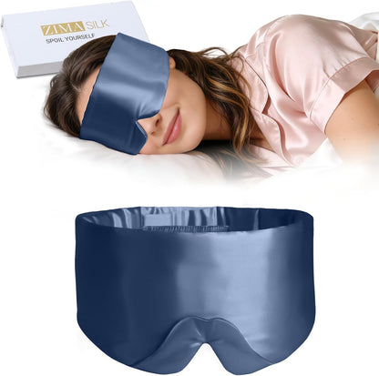 ZIMASILK 22 Momme 100% Mulberry Silk Sleep Mask - Full Silk Filled | Ultra-Soft & Breathable, Face-Hugging Blackout Eye Cover for Sleeping ( Pink )