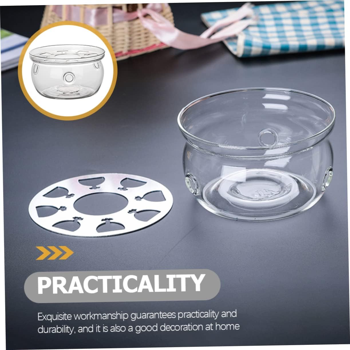 High Borosilicate Glass Tea Warmer Base Elegant Teapot Heating Accessory for Tea Ceremony Housewarming Birthdays Decorative Practical Design