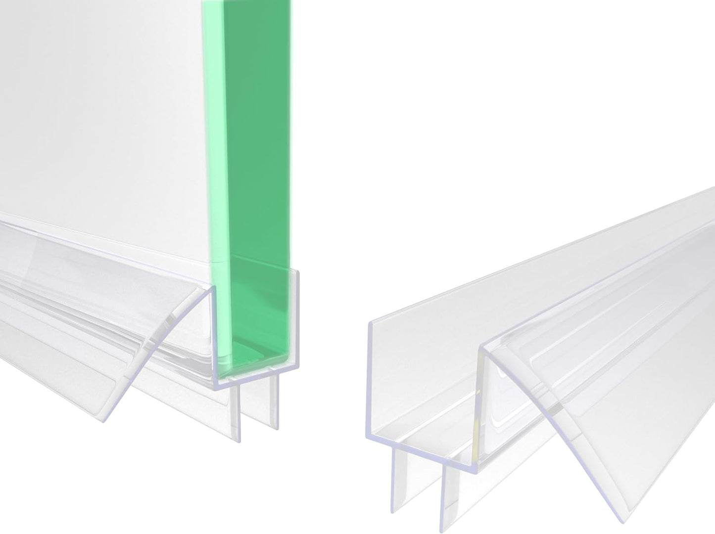 2Pack Frameless Shower Door Bottom Seal Strip for 3/8"(10mm) Glass, 39.3" Ultra Clear Polycarbonate Shower Sweep, Water Guard Barrier
