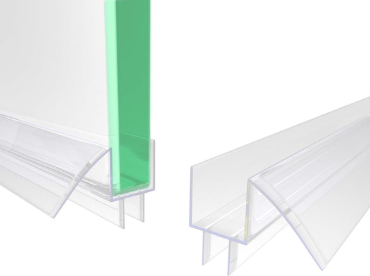 2Pack Frameless Shower Door Bottom Seal Strip for 3/8"(10mm) Glass, 39.3" Ultra Clear Polycarbonate Shower Sweep, Water Guard Barrier