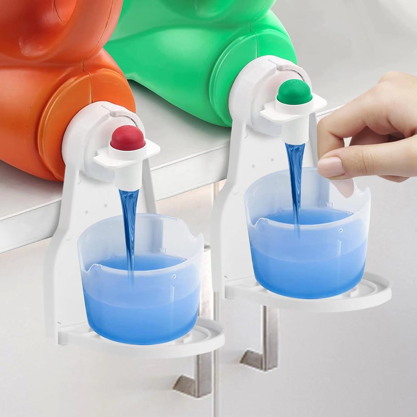 2 Pack Laundry Detergent Cup Holder, Detergent Drip Catcher Drip Tray Catcher No More Mess or Leaks and Drips for Laundry Room - White