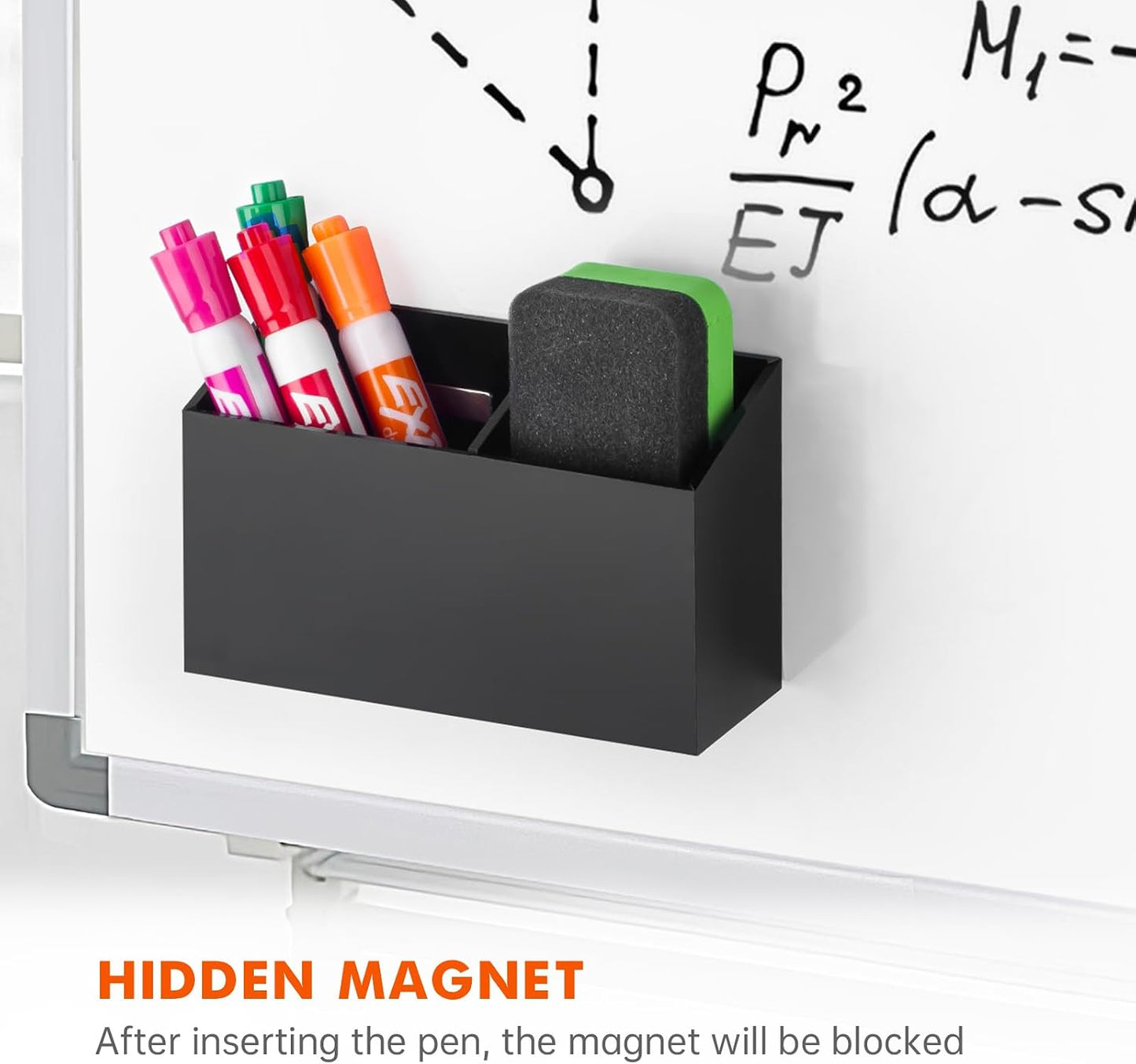BEYGORM Magnetic Dry Erase Marker Holder for Whiteboard & Refrigerator | Non-slip Acrylic Pen Holder for Classroom, Fridge Magnet, Locker Organizer Accessories, Teacher & School Supplies(Black)