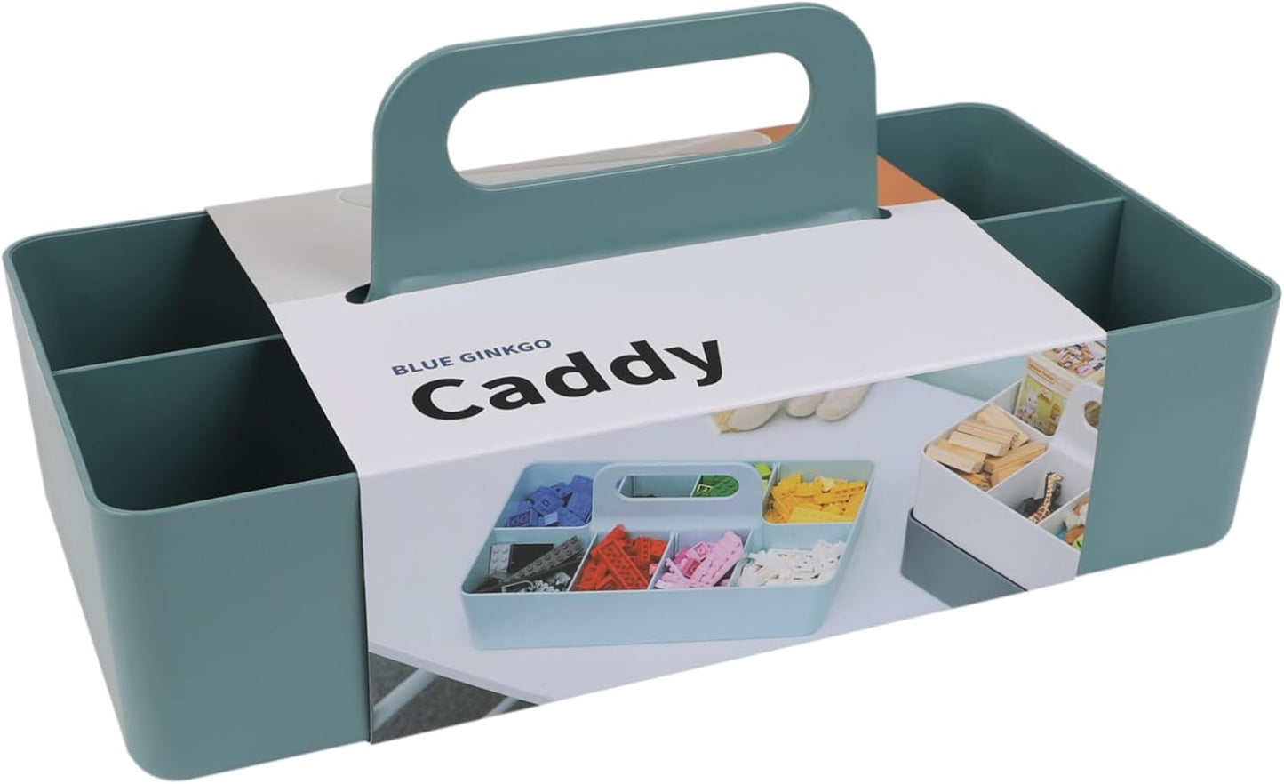 BLUE GINKGO Stackable Organizer Caddy, Rectangle, White, Made in Korea | Portable. Adjustable. Home, Office & School Storage.
