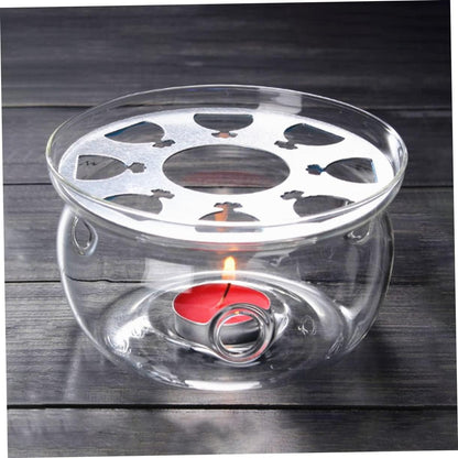 VOSAREA Glass Teapot Warmer Heating Base High Borosilicate Glass Tea Warmer for Home Use Elegant Desktop Teapot Heater Candle Holder for Loose Leaf Tea and