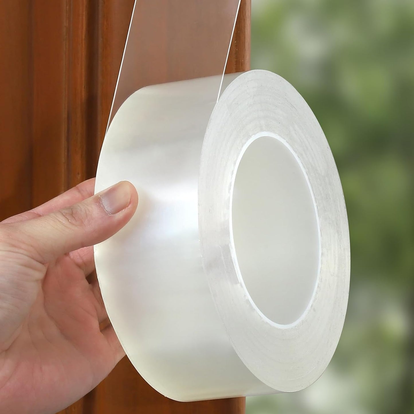 Transparent Weather Sealing Tape, Clear Draft Isolation Film Tape for Door Draft Stopper, Adhesive Tape for Doors, Windows and Shower Glass Gaps - No Residue (1.2 Inch x 16Ft)