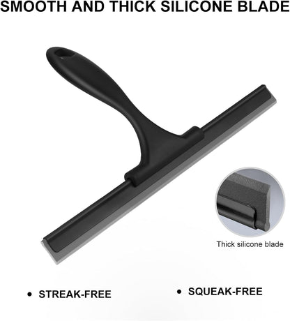 SetSail Squeegee for Shower Glass Door, 10 Inches, Black | Stainless Steel Shower Squeegee for Glass Doors, All-Purpose Window Squeegee for Shower Mirror Bathroom Car Window Cleaning