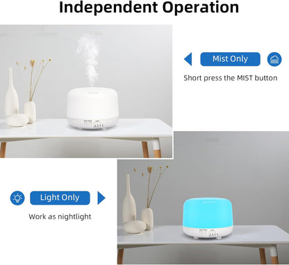 SPLITSKY 300ml Ultrasonic Essential Oil Diffuser with Remote Control | 7-color LED lighting, 2 mist modes, 2H and 4H timers, and waterless auto shut-off for bedrooms, desks and offices.
