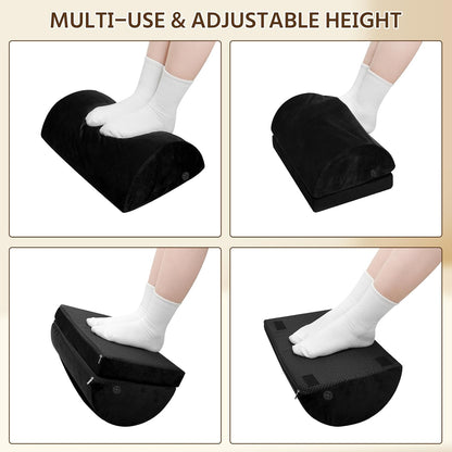 Heated Foot Rest with Heating Detachable, Black Double Layer | Office Desk Accessories Under Desk Footrest with Adjustable Height and Washable Cover, Foot Stool with Handle