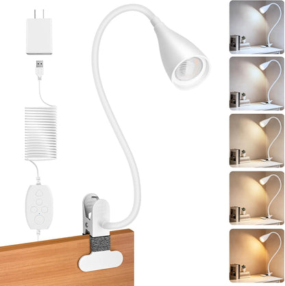 Reading Light for Book in Bed,Clip on Light Reading Lamp with Adapter Black