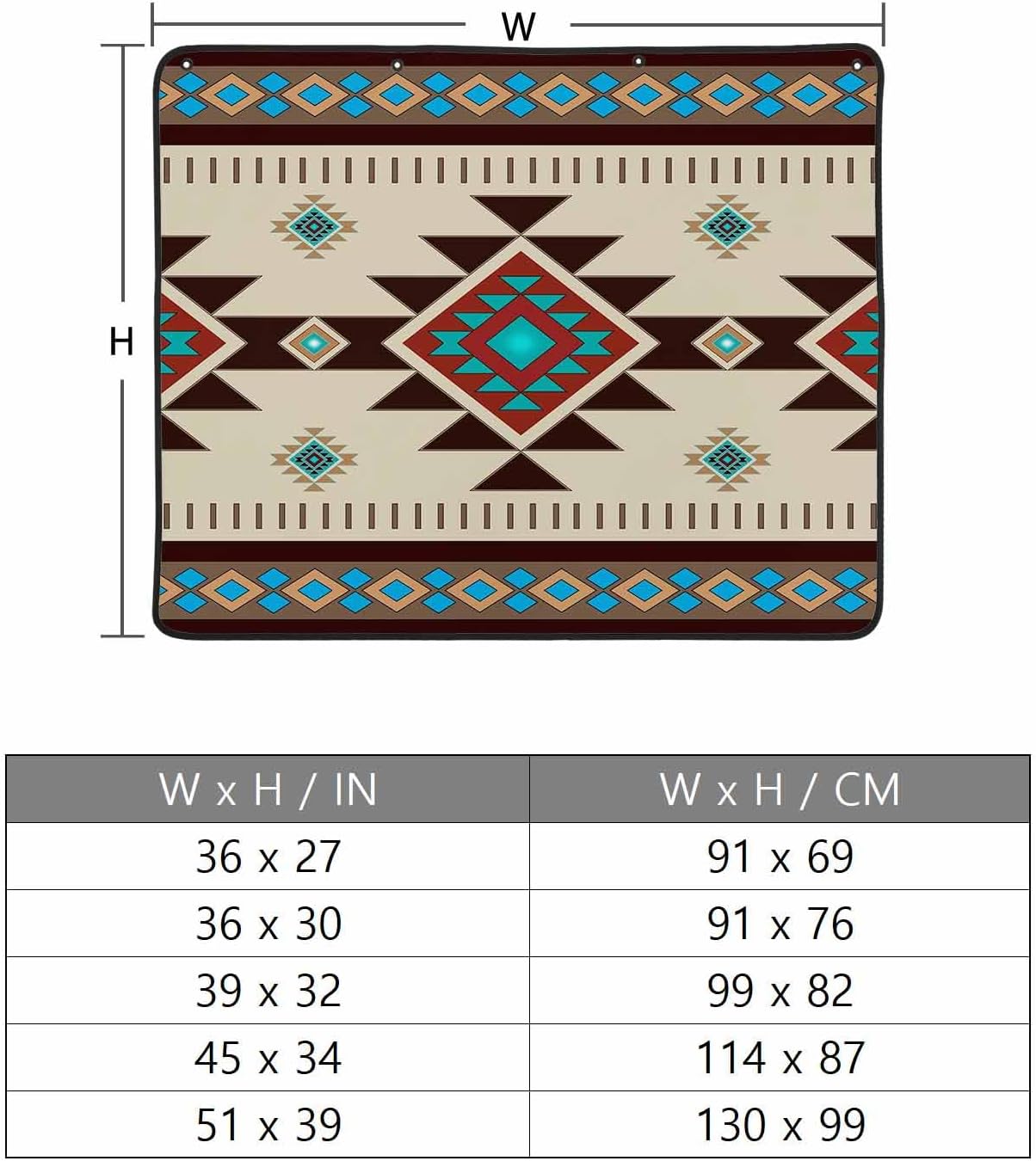 Brown Blue Magnetic Fireplace Cover, Fireplace Draft Blocker, Green Southwest Ethnic Native American Boho Fireplaces Blanket for Heat Loss/Cold Air, Fireplaces Draft Stopper Cover for Inside 39''x32''