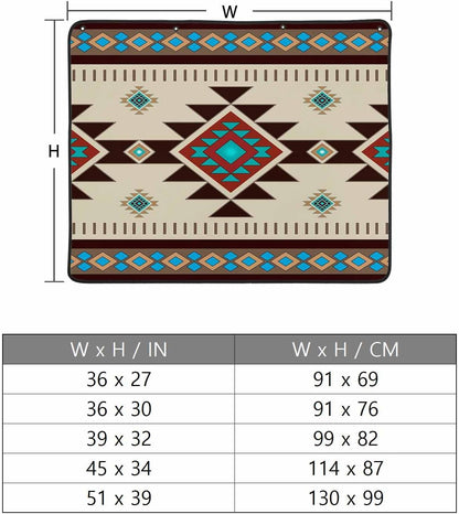 Brown Blue Magnetic Fireplace Cover, Fireplace Draft Blocker, Green Southwest Ethnic Native American Boho Fireplaces Blanket for Heat Loss/Cold Air, Fireplaces Draft Stopper Cover for Inside 39''x32''