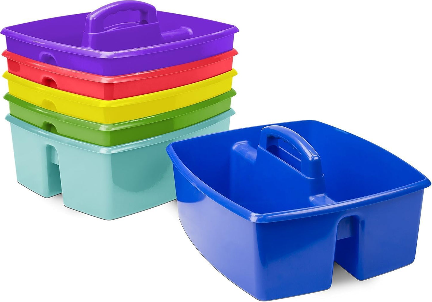 Storex 2-Compartment Large Cleaning Caddy – Multipurpose Supply Organizer with Handle - Black, 1-Pack (00973A06C)