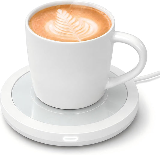 BESTINNKITS Coffee Mug Warmer & Mug Set for Desk, 14oz Ceramic Mug, White