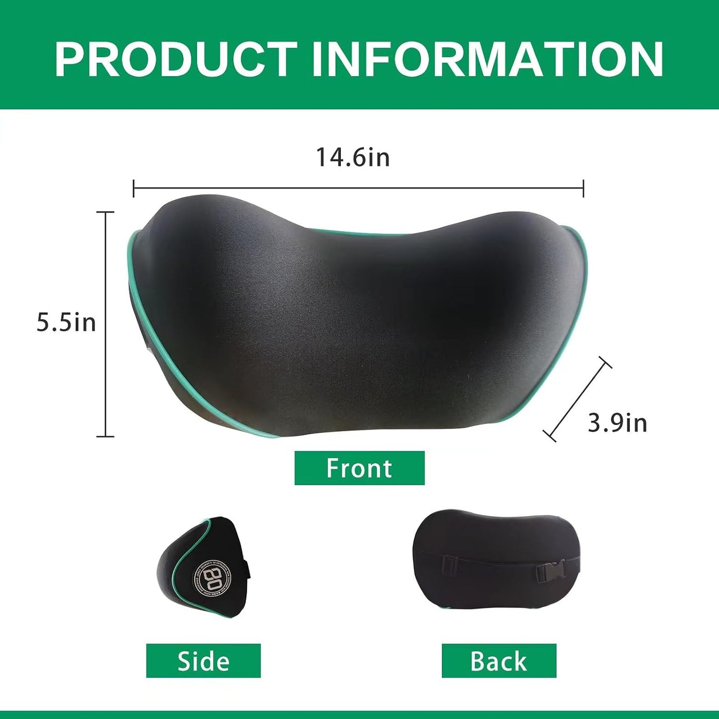 SPRFUFLY Make Relaxing Car Headrest Pillow, Car Neck Pillow for Driving | Car Pillow with Adjustable Strap, Breathable Removable Cover & Ergonomic Design - Comfort Car Neck Support Pillow(Black, 1PC)