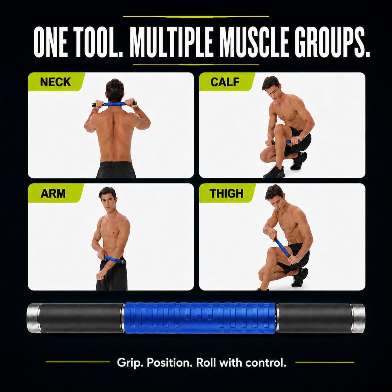 Muscle Roller Massage Stick for Legs Massager Roller-Calf Roller Deep Tissue Release Muscle Soreness, Trigger Points for Legs, Neck, Calves, Thighs, Shins, Back